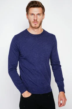 Pull col ras de cou bleu nuit