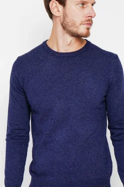 Pull col ras de cou bleu nuit