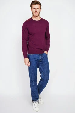 Pull col rond bordeaux