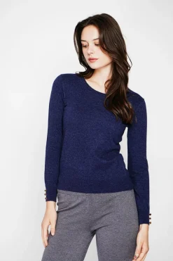 Pull col rond classique bleu nuit