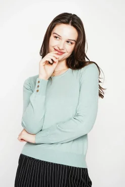 Pull col rond classique jade