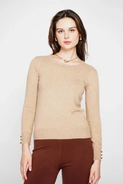 Pull col rond classique nougat