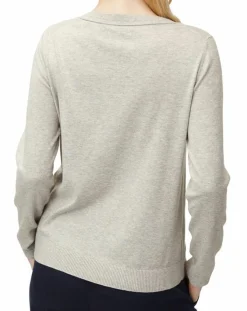 Pull col rond fin écriture gris