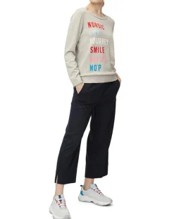 Pull col rond fin écriture gris