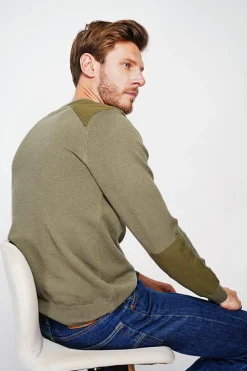 Pull col rond kaki