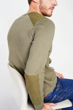 Pull col rond kaki
