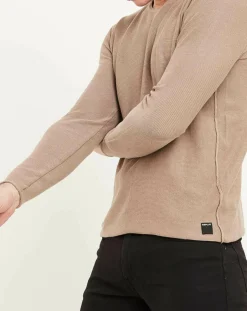 Pull col rond Wash beige