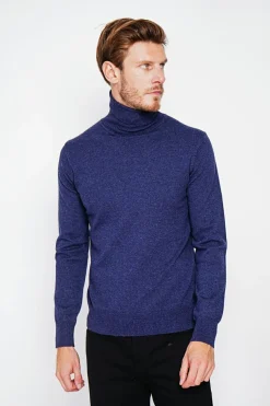 Pull col roulé bleu nuit