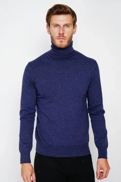 Pull col roulé bleu nuit