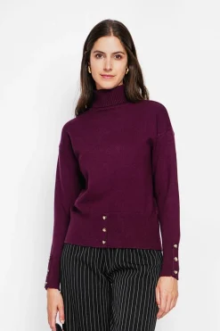 Pull col roulé bordeaux
