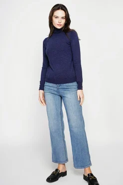 Pull col roulé classique bleu nuit