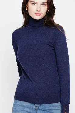 Pull col roulé classique bleu nuit