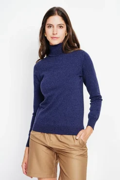 Pull col roulé classique bleu nuit