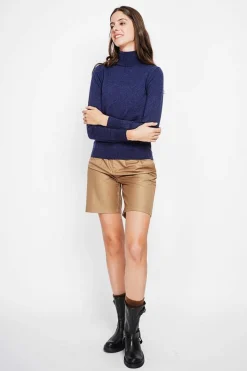 Pull col roulé classique bleu nuit