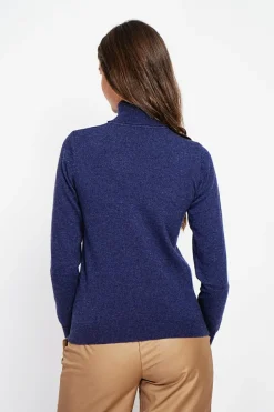 Pull col roulé classique bleu nuit
