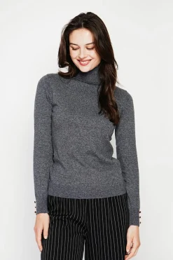 Pull col roulé classique loup