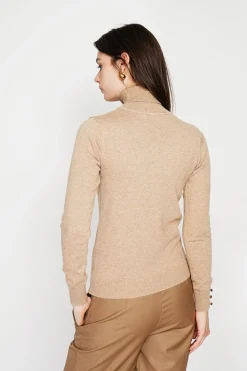 Pull col roulé classique nougat