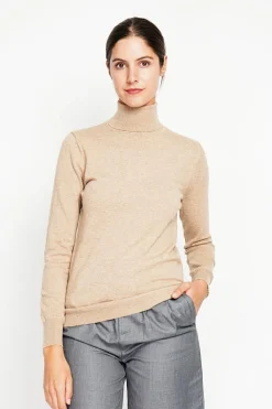 Pull col roulé classique nougat