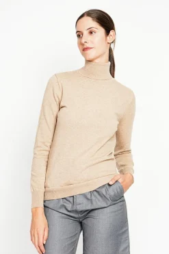 Pull col roulé classique nougat