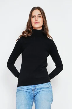 Pull col roulé classique noir