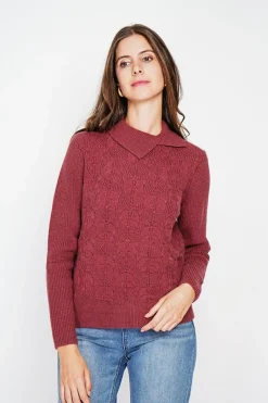 Pull col roulé croisé bordeaux
