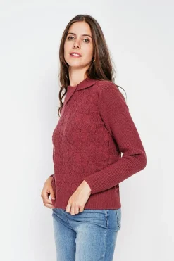 Pull col roulé croisé bordeaux