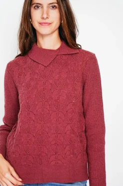 Pull col roulé croisé bordeaux