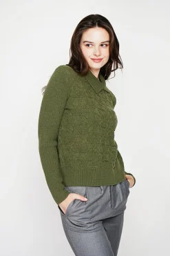 Pull col roulé croisé kaki