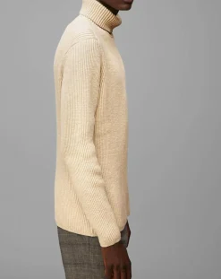 Pull Col roulé côtelé Coton Organic écru