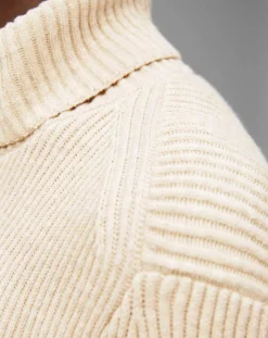 Pull Col roulé côtelé Coton Organic écru
