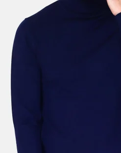 Pull Col Roulé en Cachemire mélangé Pierre bleu nuit