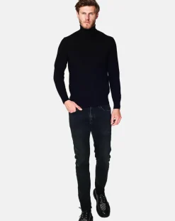 Pull Col Roulé en Cachemire mélangé Pierre noir