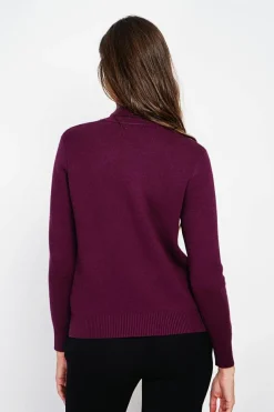 Pull col roulé fourré bordeaux