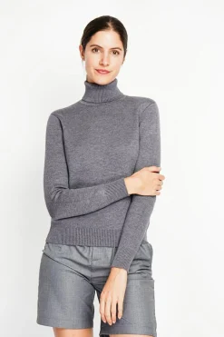 Pull col roulé fourré loup