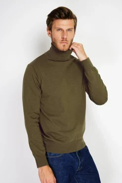 Pull col roulé kaki