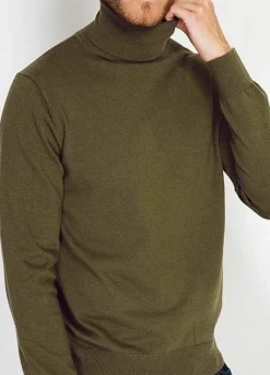 Pull col roulé kaki
