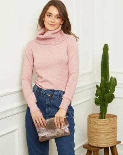 Pull col roulé Lola rose