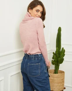 Pull col roulé Lola rose
