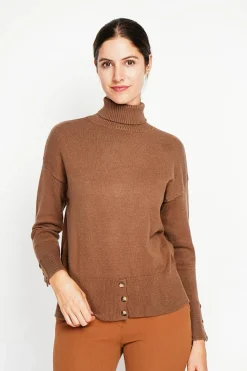 Pull col roulé marron