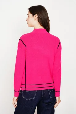 Pull col roulé montant fushia