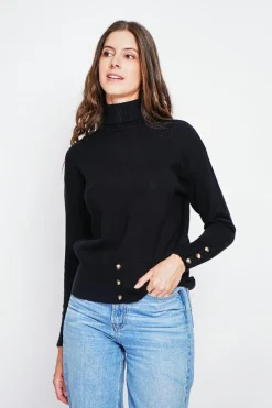 Pull col roulés noir