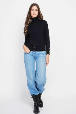 Pull col roulés noir