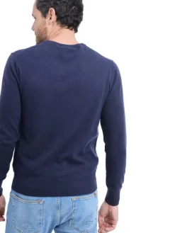 Pull col V bleu nuit