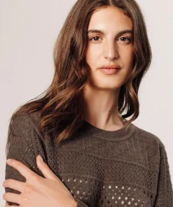 Pull Colombine ajouré marron havane