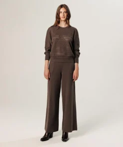 Pull Colombine ajouré marron havane