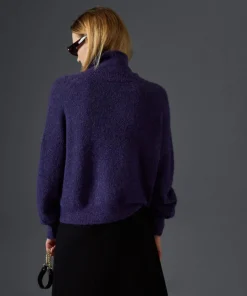 Pull Cordélia col roulé violet foncé