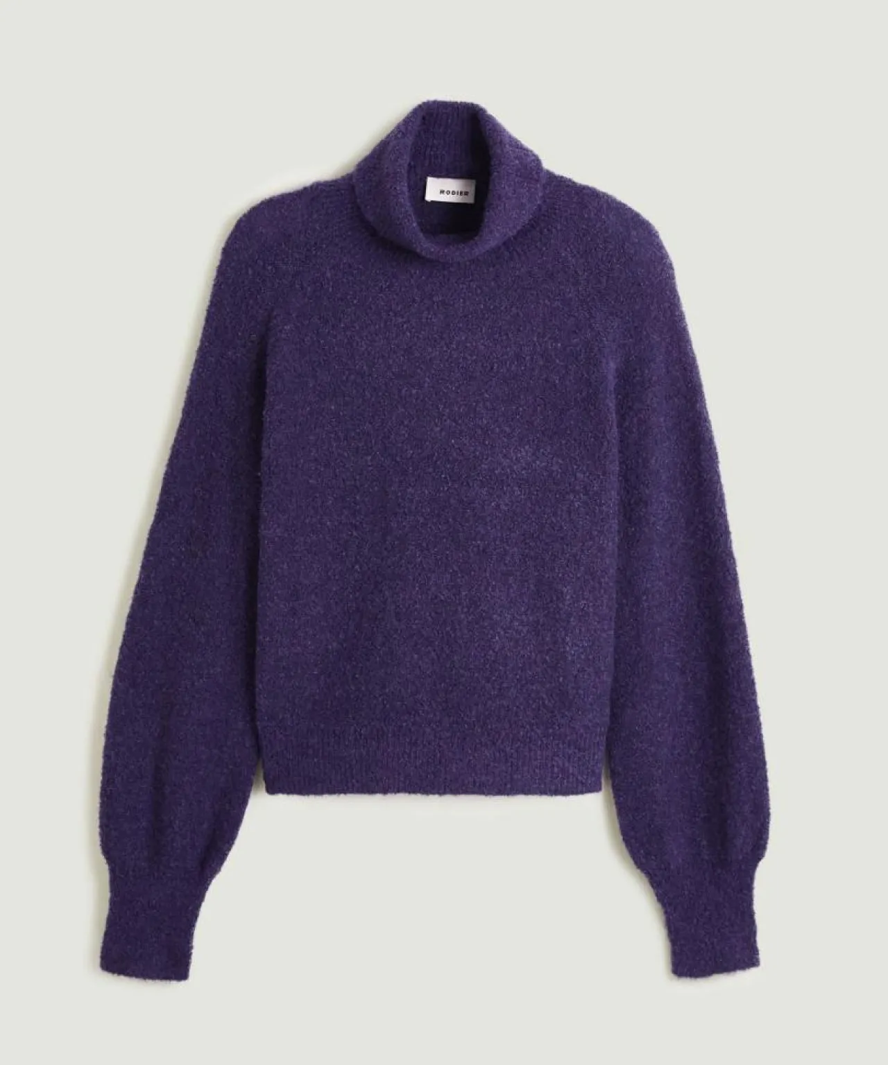 Pull Cordélia col roulé violet foncé