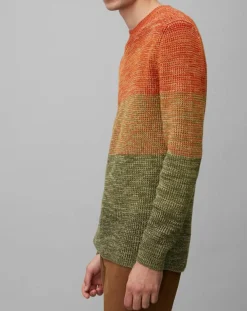 Pull Coton Mouliné orange/vert