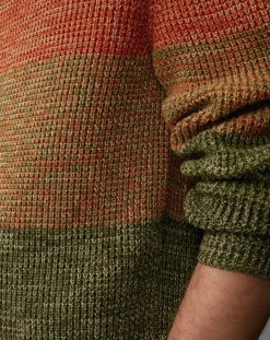 Pull Coton Mouliné orange/vert