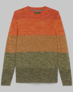 Pull Coton Mouliné orange/vert